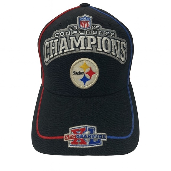 Pittsburgh Steelers Classic Reebok 2005 Conference Champions Hat Velcro NFL - Picture 1 of 3